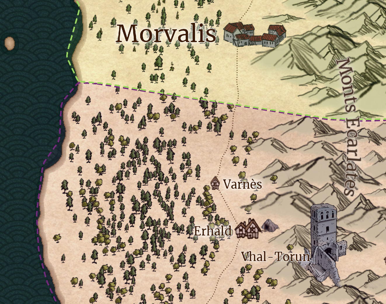 Carte des environs de Varnès